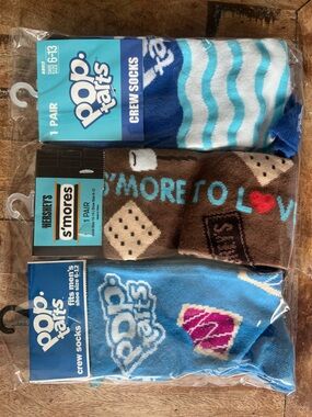 NWT Breakfast & Campfire Treats Fun Socks Bundle Hershey’s S’mores & Pop-Tarts